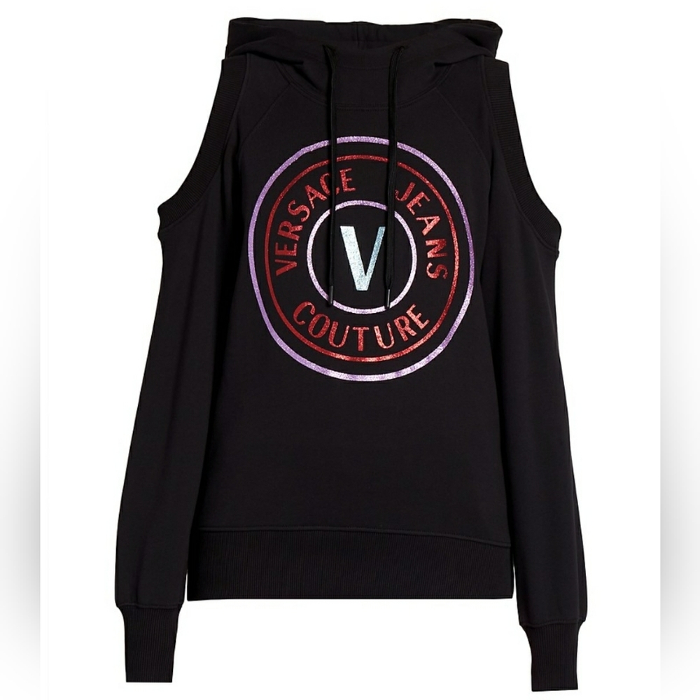 Versace Jeans Couture Cold-Shoulder Logo Hoodie